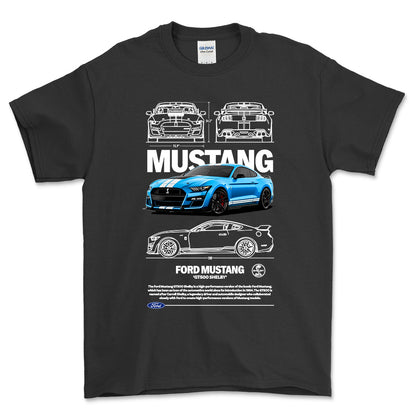 Ford Mustang GT500 - Unisex T-Shirt , Bomuld-Beklædning-Ford-Sort-S-Forside-Garage Culture Shop- garage - man cave - merchandise