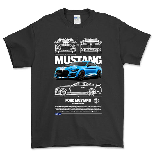 Ford Mustang GT500 - Unisex T-Shirt , Bomuld-Beklædning-Ford-Sort-S-Forside-Garage Culture Shop- garage - man cave - merchandise
