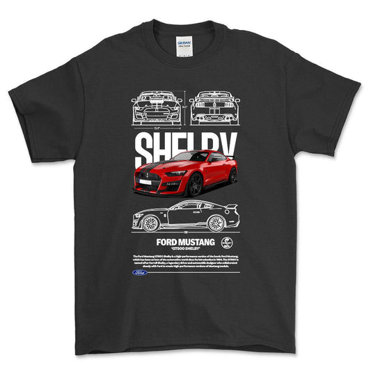 Ford Mustang GT500 - Unisex T-Shirt , Bomuld-Beklædning-Ford-Sort-S-Forside-Garage Culture Shop- garage - man cave - merchandise
