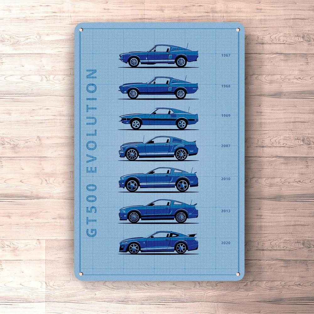 Ford Mustang Gt500 Generation Patent Blueprint Skilte, Musemåtte, Dørmåtte , Plakat-Blueprint-Ford-Garage Culture Shop- garage - man cave - merchandise