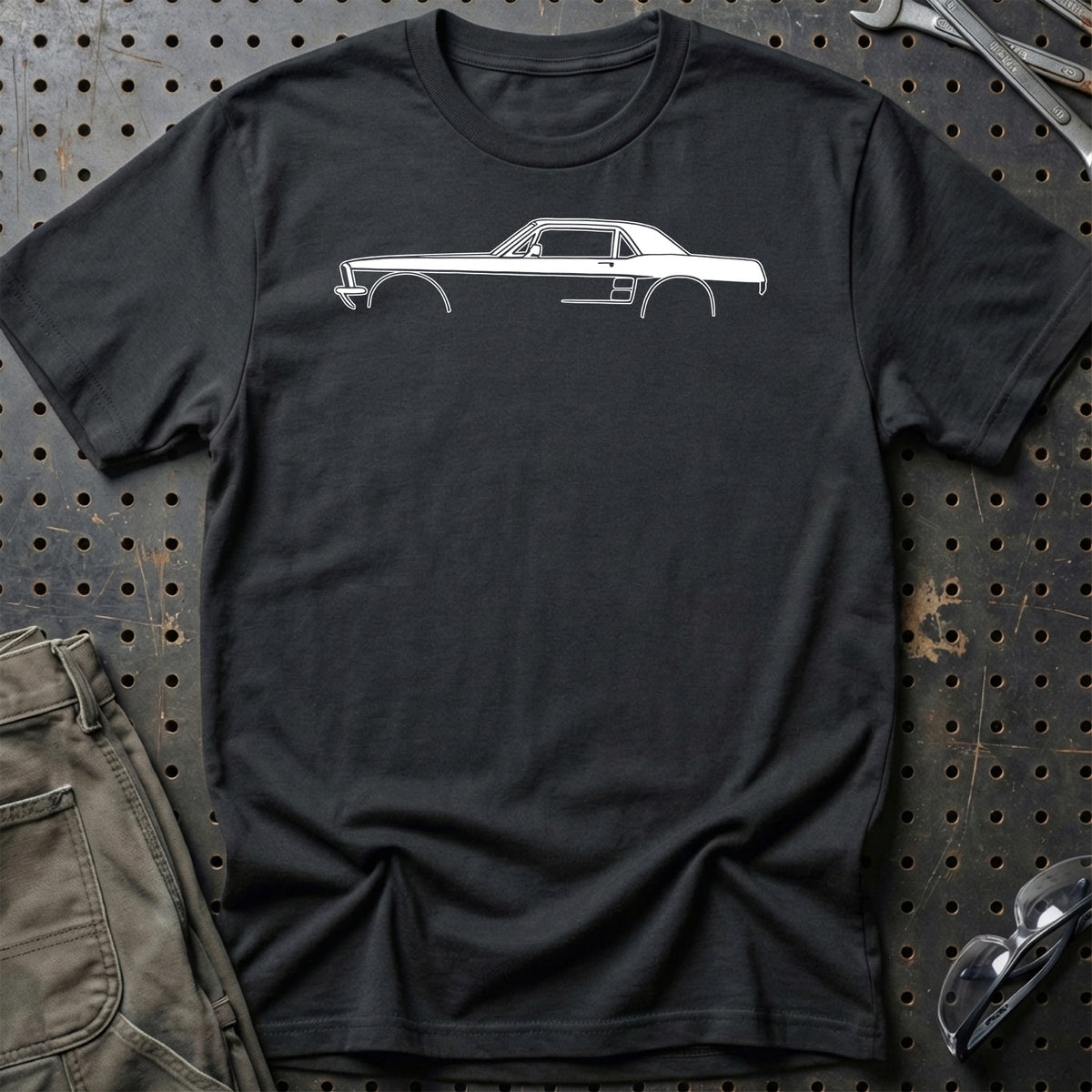 
Ford Mustang Hardtop 1967 Silhuet T-Shirt – Sort