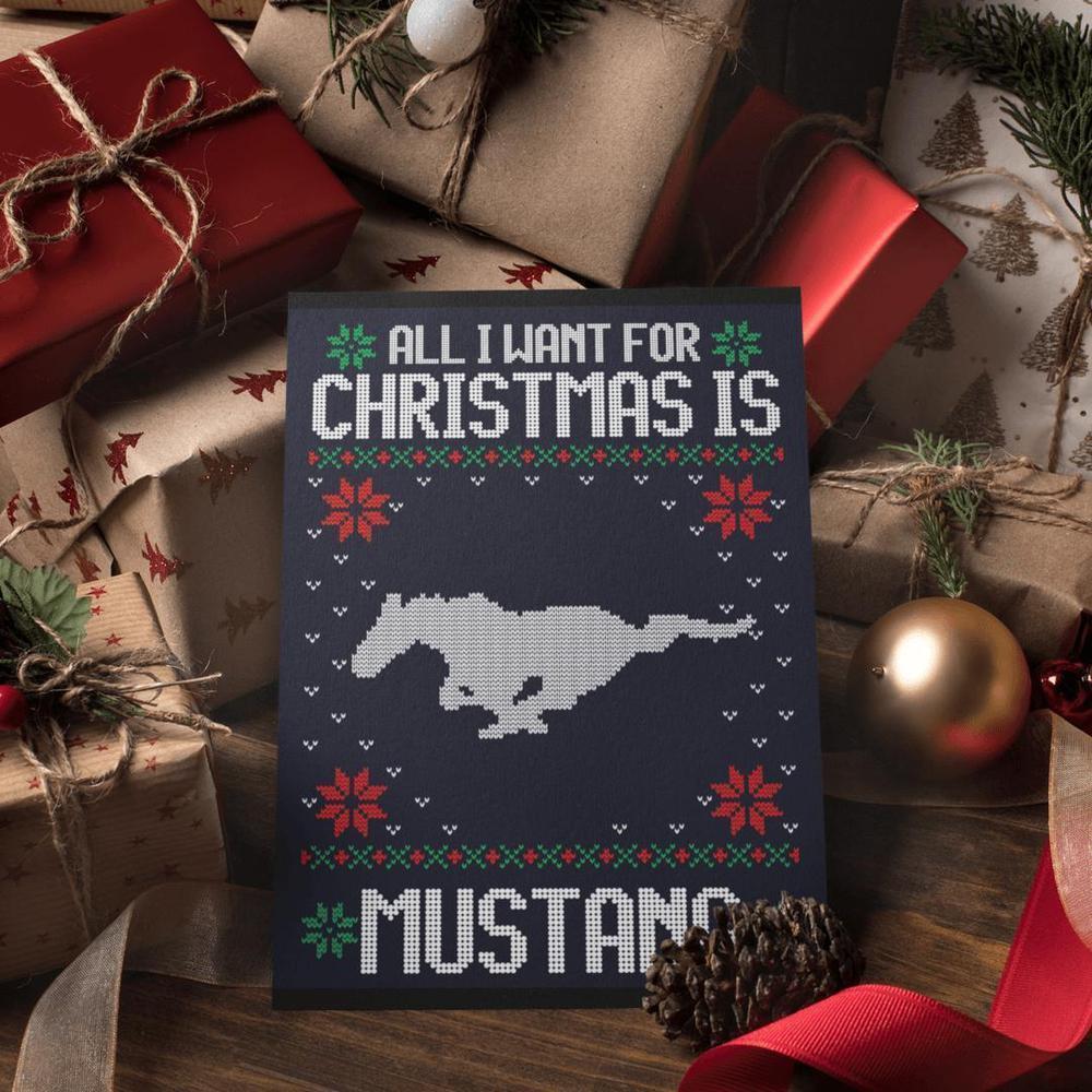 Ford Mustang Juleskilte All I Want For Christmas Is Skilte, Musemåtte, Dørmåtte , Plakat-Skilte-Ford-Garage Culture Shop- garage - man cave - merchandise