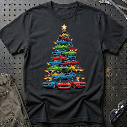 Ford Mustang Juletræ Christmas Tree - Unisex T-Shirt-Beklædning-Ford-Sort-S-Garage Culture Shop- garage - man cave - merchandise