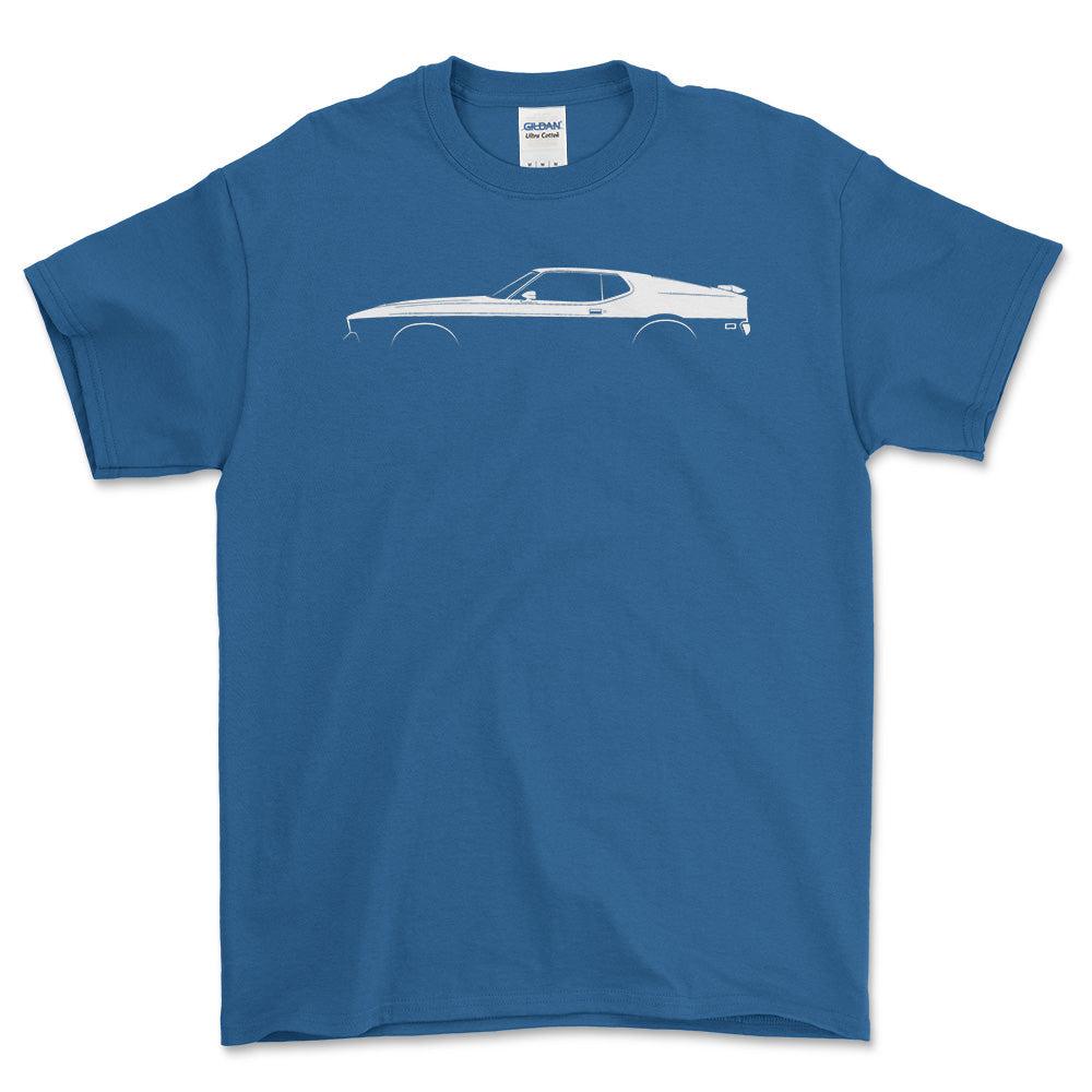 Ford Mustang Mach 1 1971 Silhuet T-Shirt-Beklædning-Ford-Blå Royal-S-Garage Culture Shop- garage - man cave - merchandise