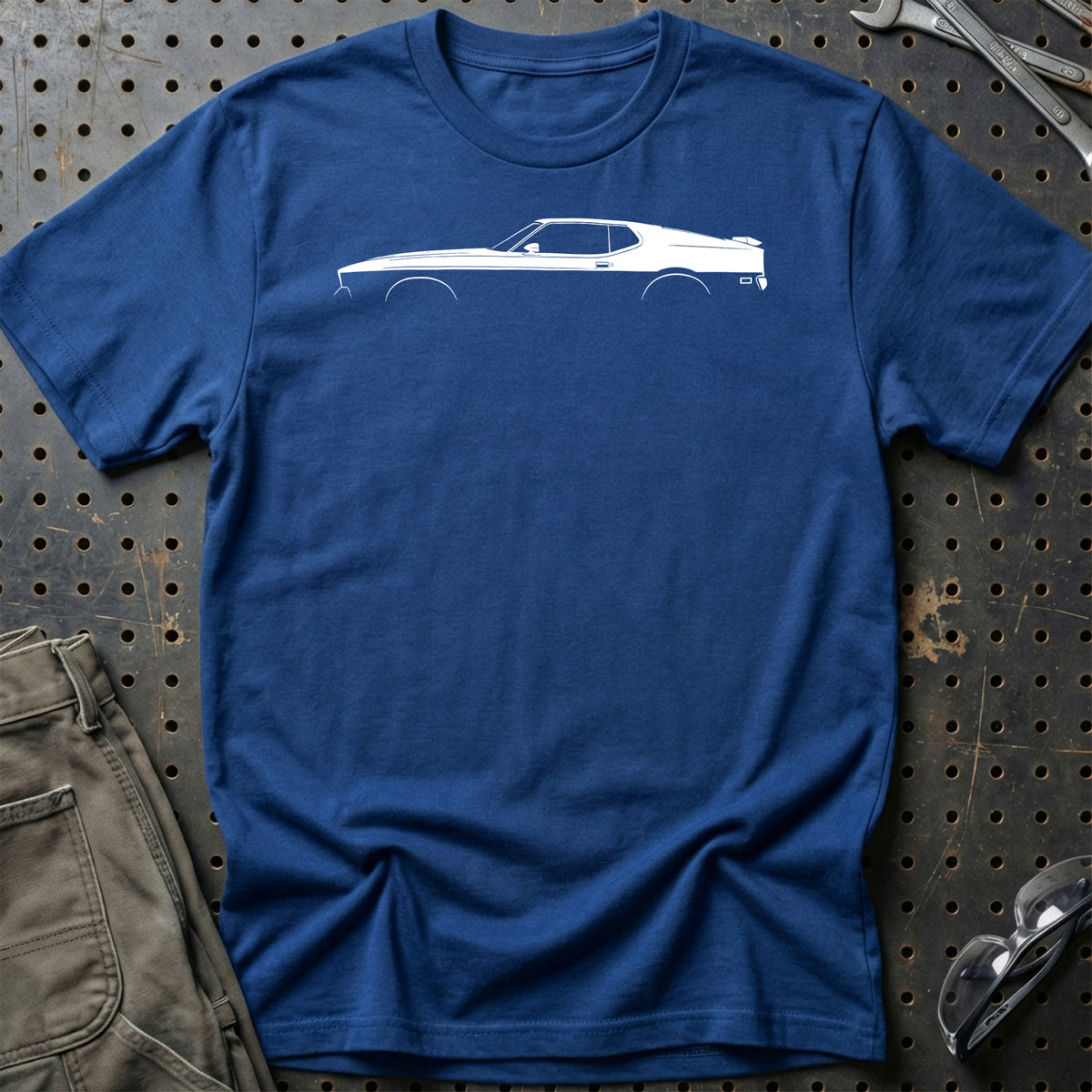 
Ford Mustang Mach 1 1971 Silhuet T-Shirt – Blå Royal