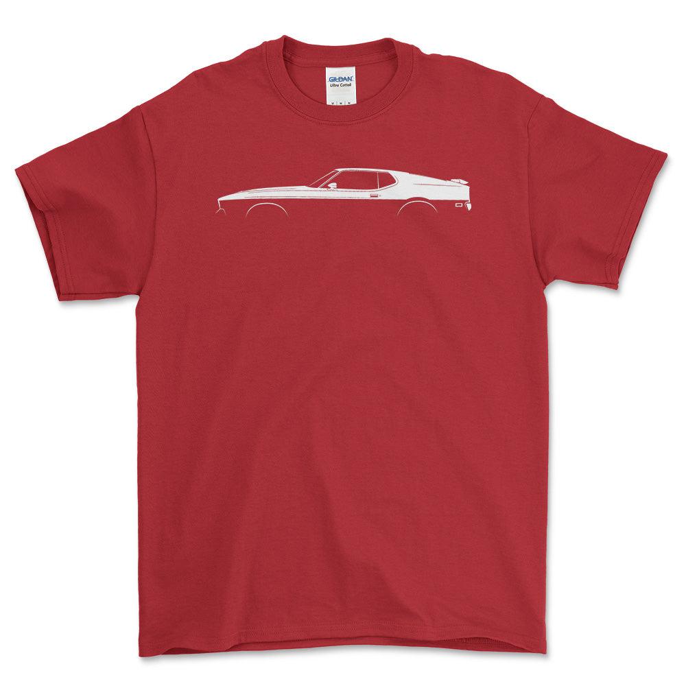 Ford Mustang Mach 1 1971 Silhuet - Unisex T-Shirt , Bomuld-Beklædning-Ford-Rød-S-Forside-Garage Culture Shop- garage - man cave - merchandise
