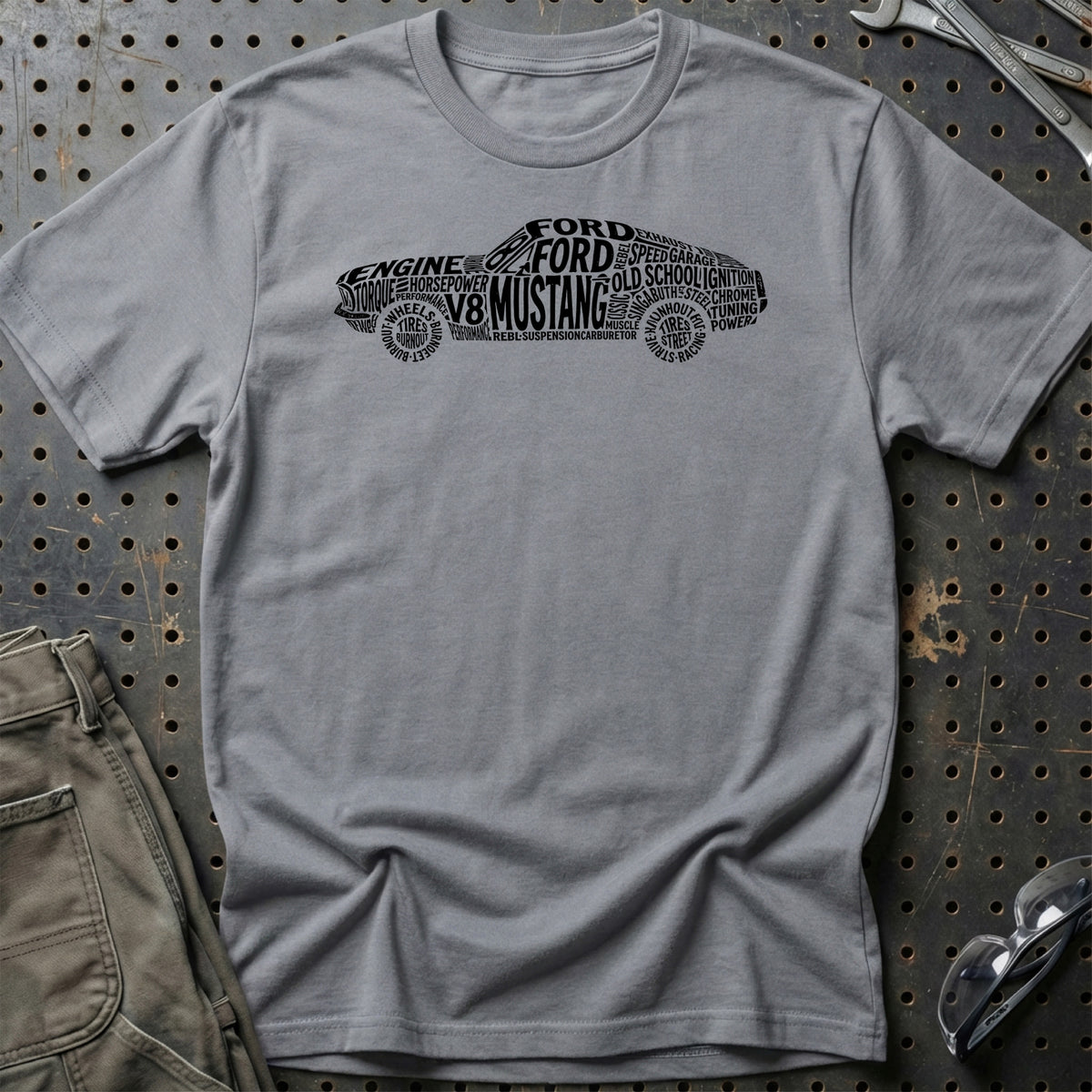 
Ford Mustang Old School Typography T-Shirt – Grå Sport