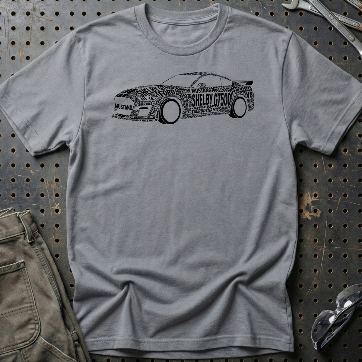 
Ford Mustang Shelby 500 2021 Old School Typography T-Shirt – Grå Sport