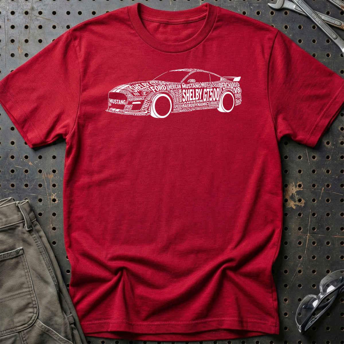 
Ford Mustang Shelby 500 2021 Old School Typography T-Shirt – Rød