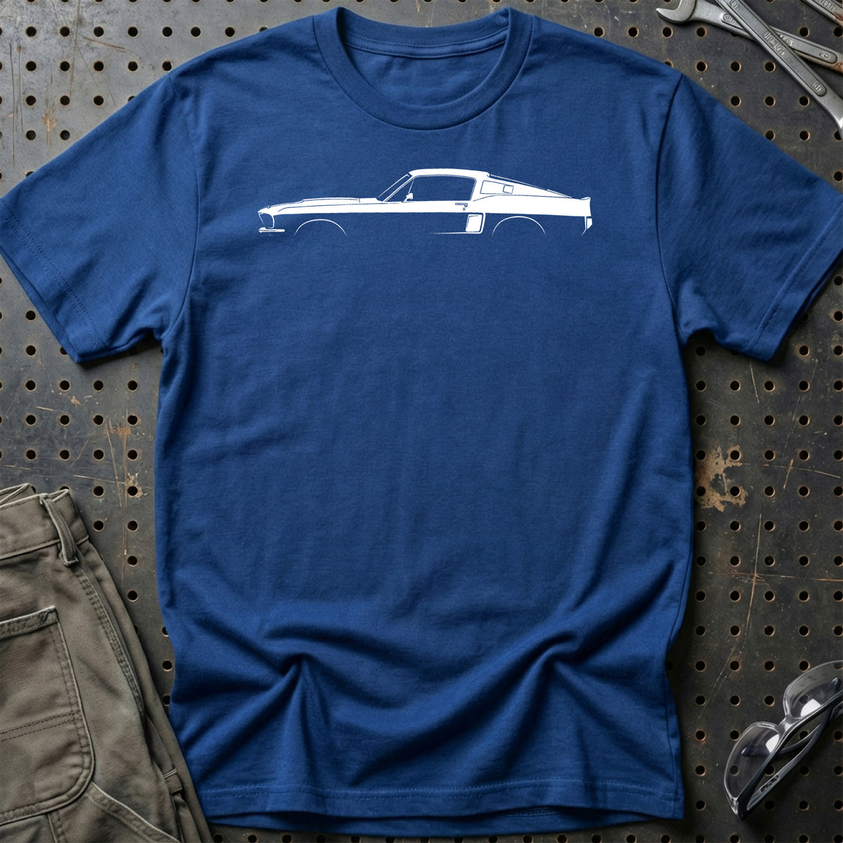 
Ford Mustang Shelby GT500 1967-1968 Silhuet T-Shirt – Blå Royal