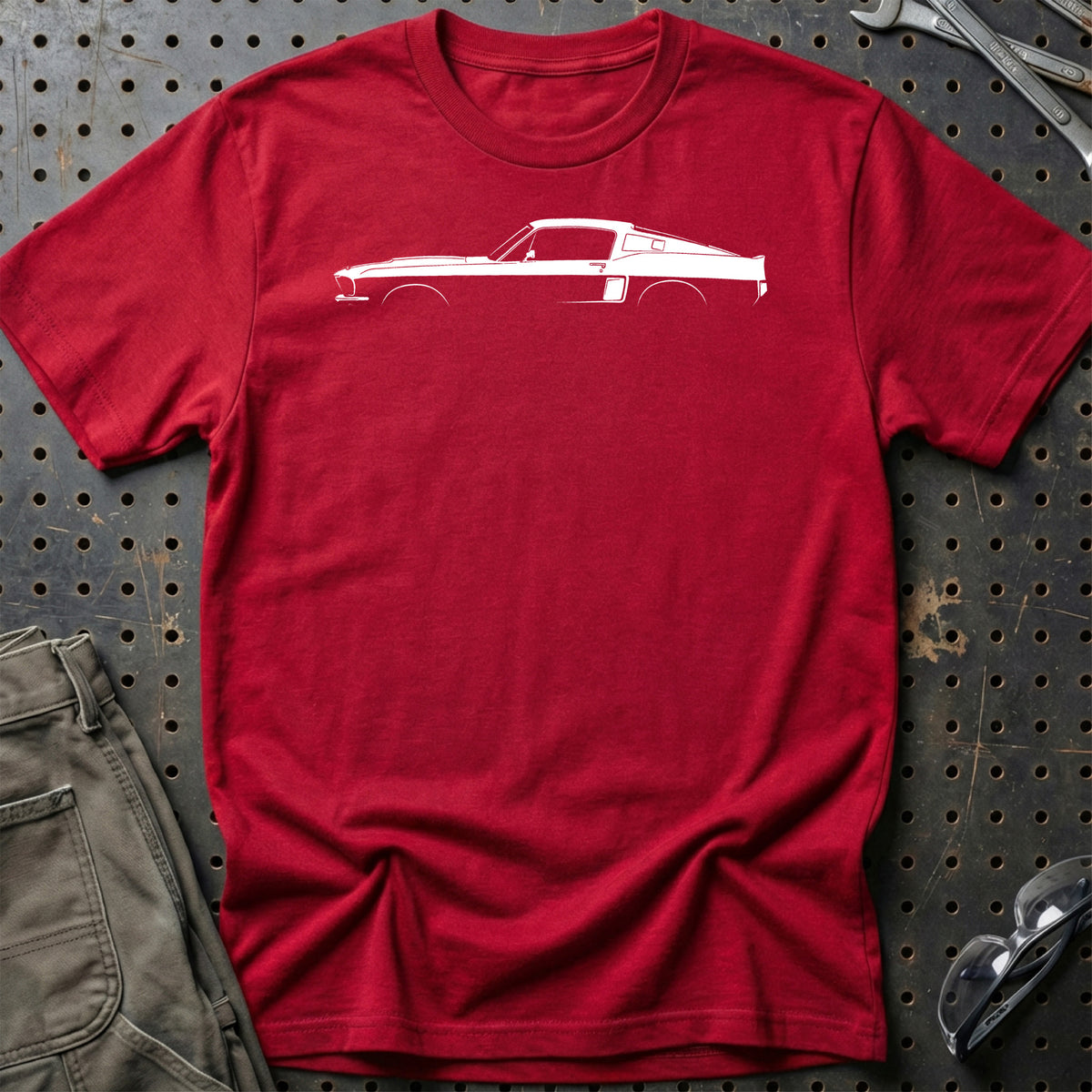 
Ford Mustang Shelby GT500 1967-1968 Silhuet T-Shirt – Rød