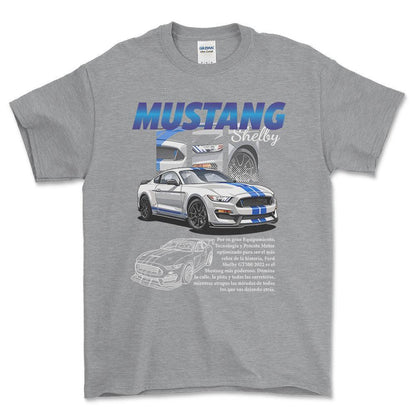 Ford Mustang Shelby - Unisex T-Shirt , Bomuld-Beklædning-Ford-Grå Sport-S-Forside-Garage Culture Shop- garage - man cave - merchandise
