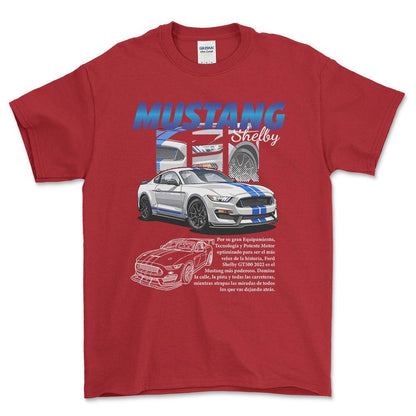 Ford Mustang Shelby - Unisex T-Shirt , Bomuld-Beklædning-Ford-Rød-S-Forside-Garage Culture Shop- garage - man cave - merchandise