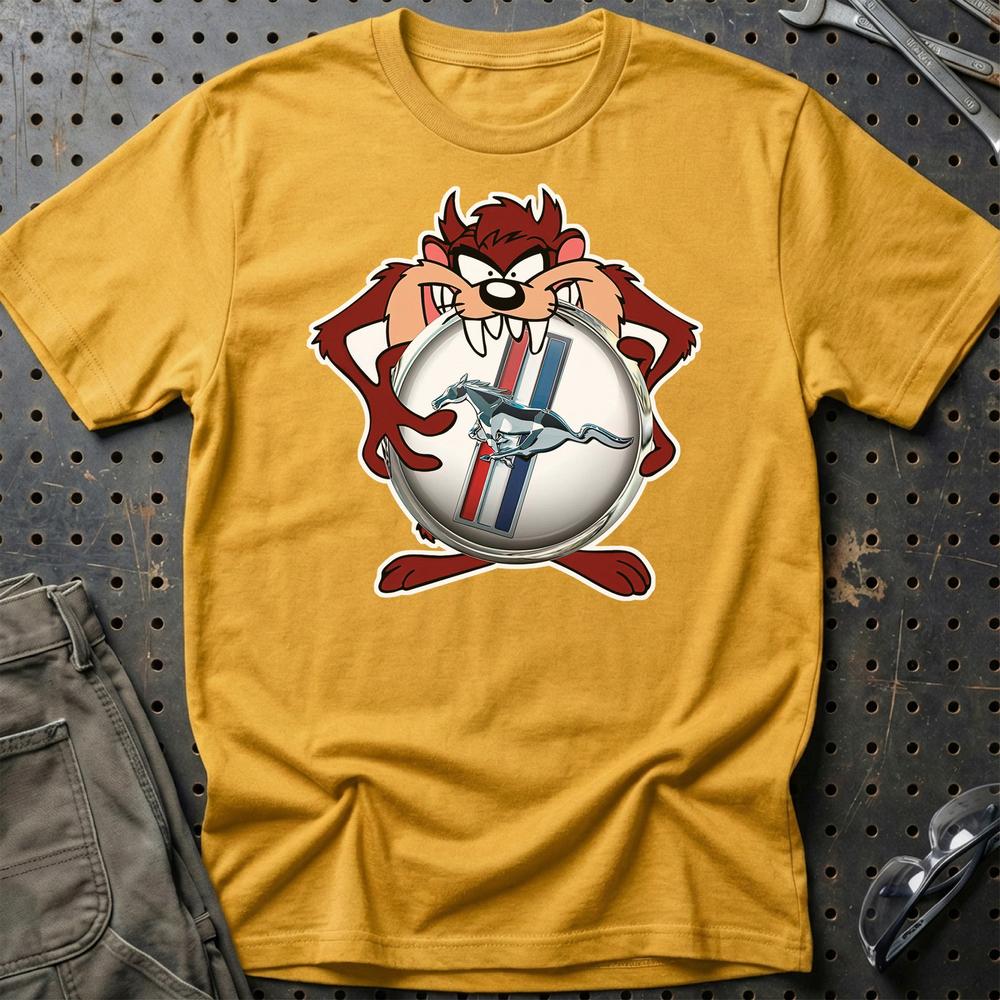 Ford Mustang TAZ T-Shirt-Beklædning-Ford-Guld-S-Garage Culture Shop- garage - man cave - merchandise