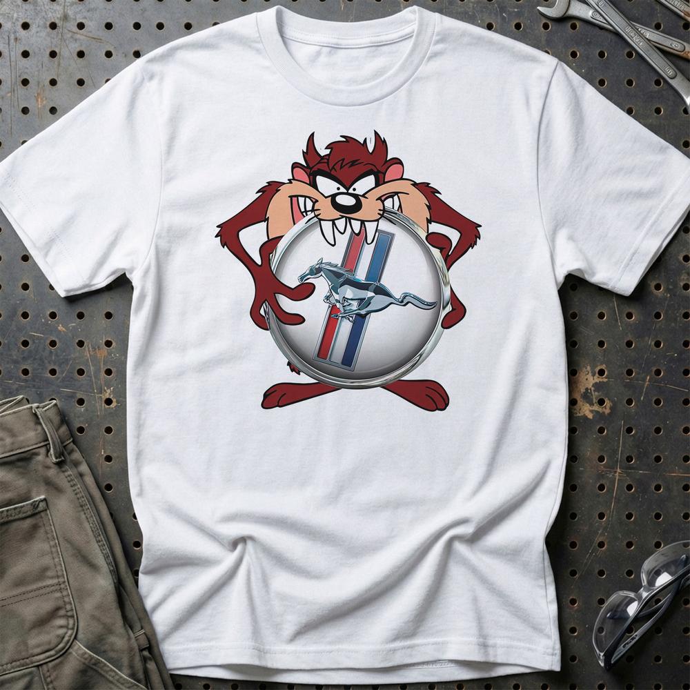 Ford Mustang TAZ Unisex T-Shirt , Bomuld-Beklædning-Ford-Hvid-S-Garage Culture Shop- garage - man cave - merchandise