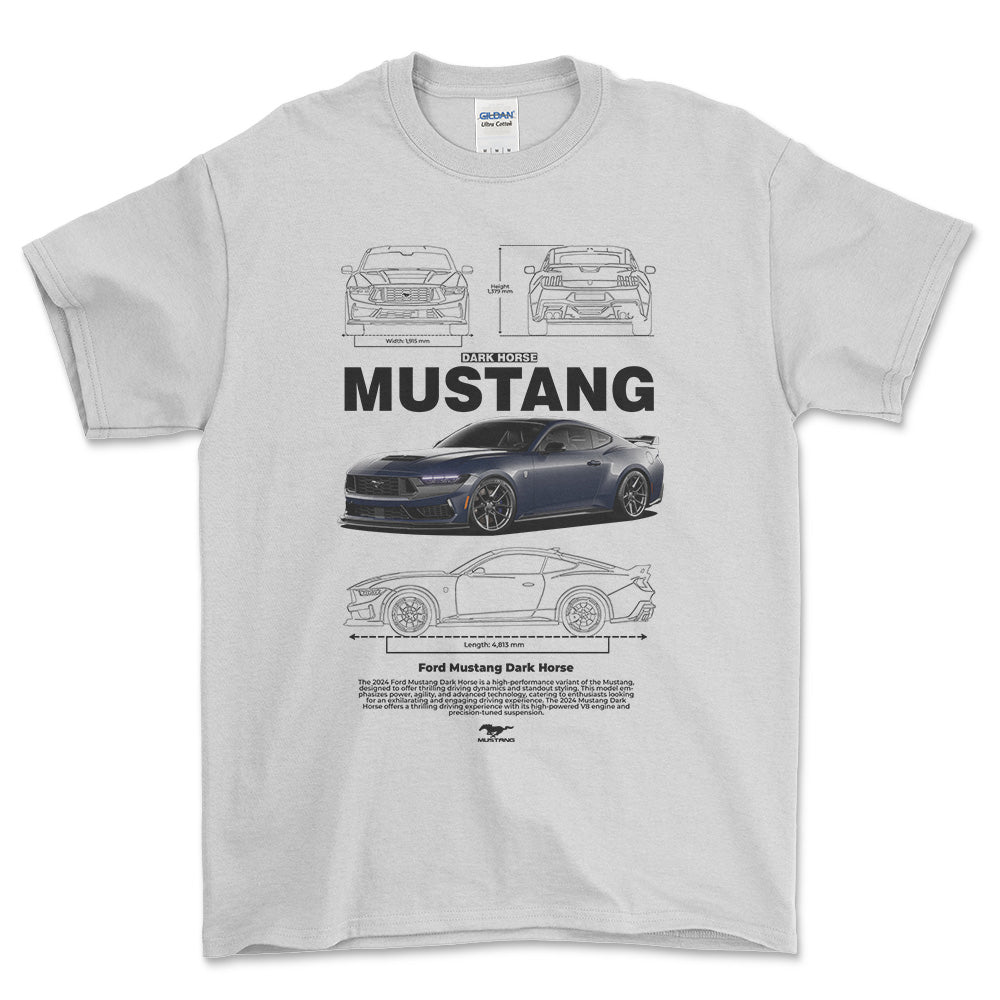 Ford Mustang dark Horse - Unisex T-Shirt , Bomuld-Beklædning-Ford-Hvid-S-Forside-Garage Culture Shop- garage - man cave - merchandise