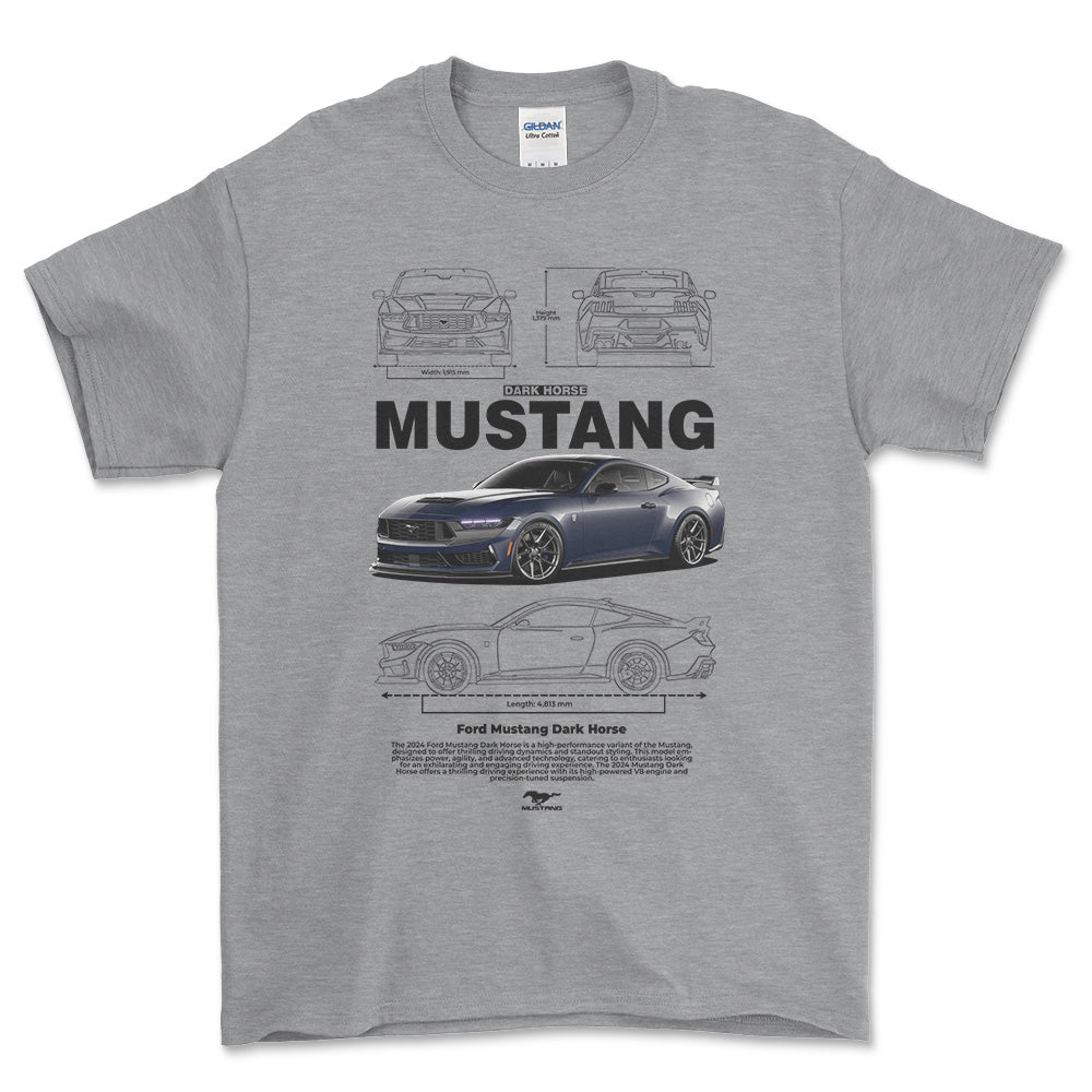 Ford Mustang dark Horse - Unisex T-Shirt , Bomuld-Beklædning-Ford-Grå Sport-S-Forside-Garage Culture Shop- garage - man cave - merchandise