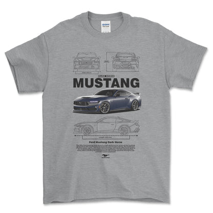 Ford Mustang dark Horse - Unisex T-Shirt , Bomuld-Beklædning-Ford-Grå Sport-S-Forside-Garage Culture Shop- garage - man cave - merchandise