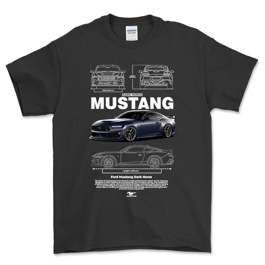 Ford Mustang dark Horse - Unisex T-Shirt , Bomuld-Beklædning-Ford-Sort-S-Forside-Garage Culture Shop- garage - man cave - merchandise