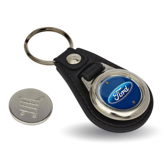 Ford - Nøglering med Indkøbsvognsmønt – Metal & Kunstlæder-Nøglering-Ford-Garage Culture Shop- garage - man cave - merchandise