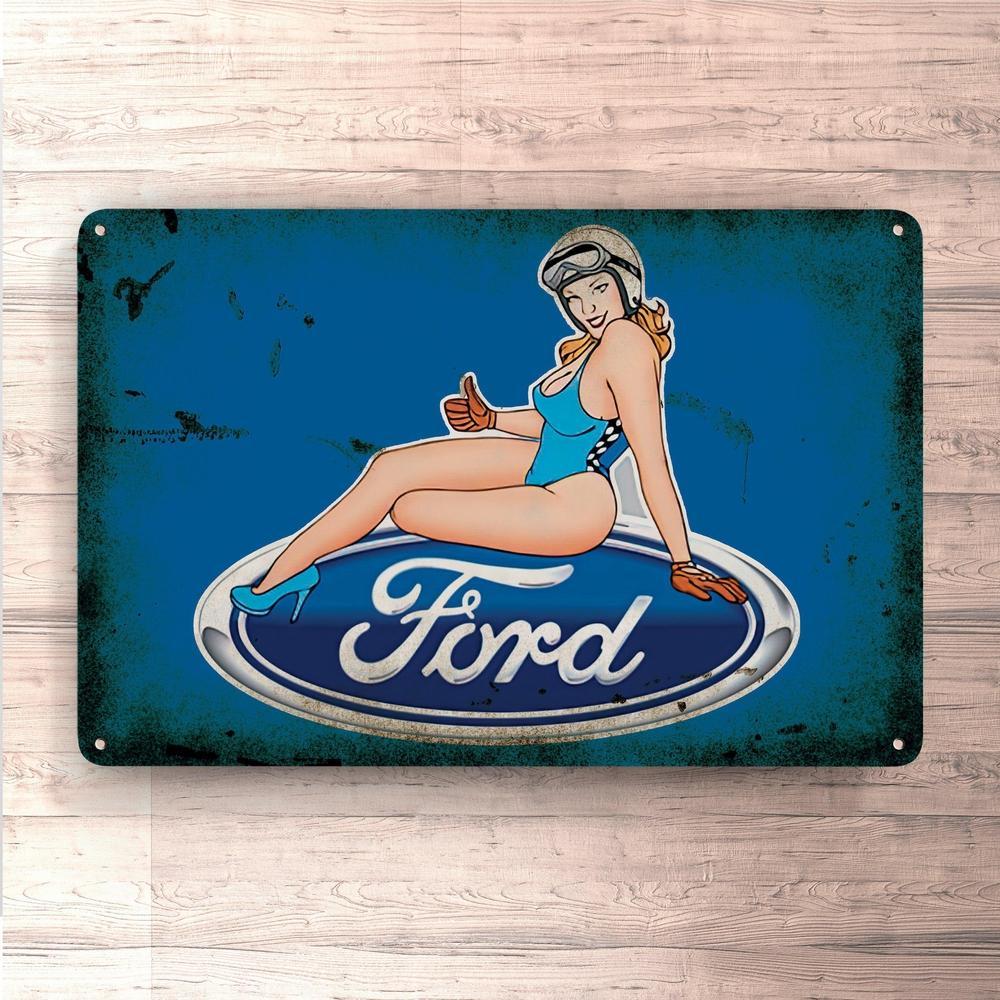 Ford Pin-Up Vintage Skilte, Musemåtte, Dørmåtte-Skilte-Ford-Garage Culture Shop- garage - man cave - merchandise
