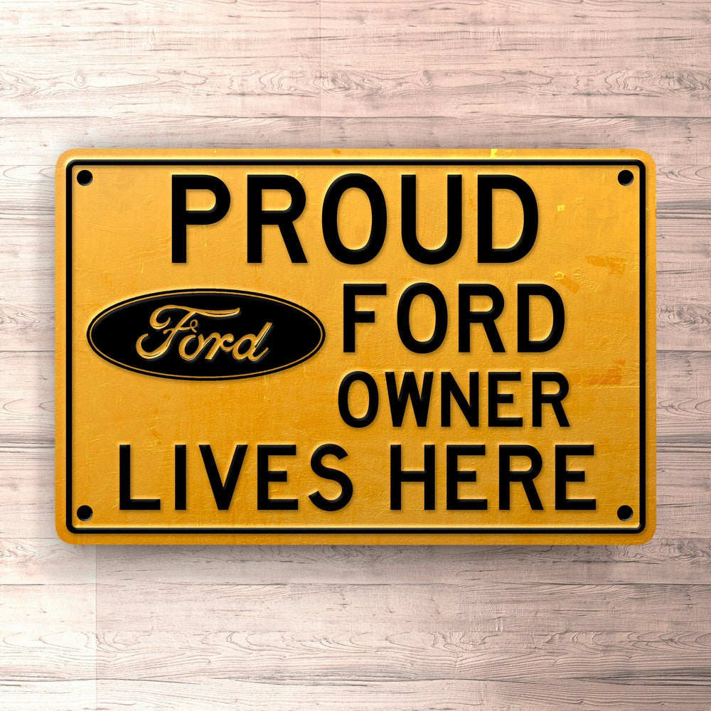 Ford Proud Ford Owner Lives Here Skilte, Musemåtte, Dørmåtte-Skilte-Ford-Garage Culture Shop- garage - man cave - merchandise