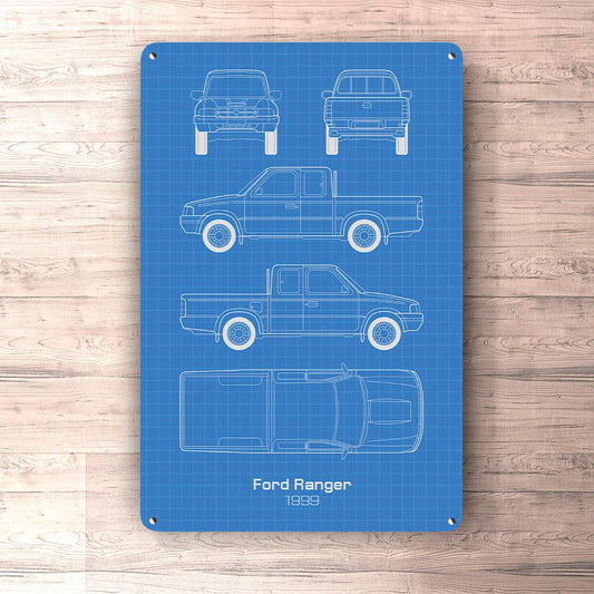 Ford Ranger Extracab 1999 Blueprint Skilte, Musemåtte, Dørmåtte-Blueprint-Ford-Garage Culture Shop- garage - man cave - merchandise