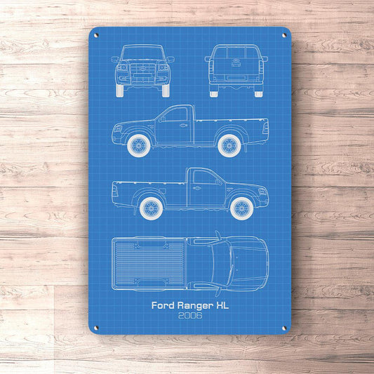 Ford Ranger XL 2006 Blueprint Skilte, Musemåtte, Dørmåtte , Plakat-Blueprint-Ford-Garage Culture Shop- garage - man cave - merchandise