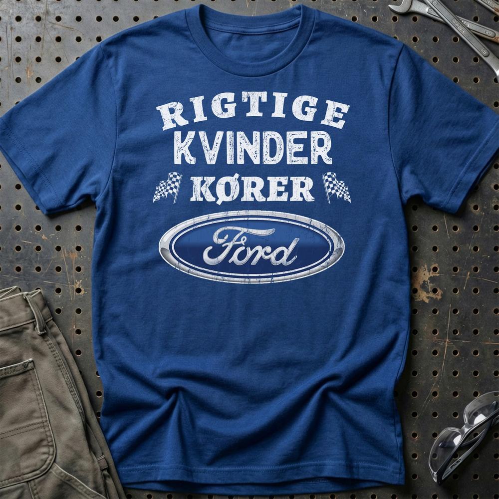 Ford Rigtige Kvinder Kører - Unisex T-Shirt , Bomuld-Beklædning-Ford-Blå Royal-S-Garage Culture Shop- garage - man cave - merchandise