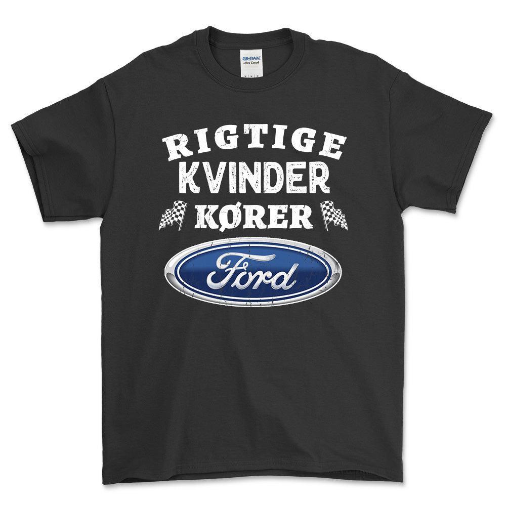 Ford Rigtige Kvinder Kører - Unisex T-Shirt , Bomuld-Beklædning-Ford-Sort-S-Forside-Garage Culture Shop- garage - man cave - merchandise
