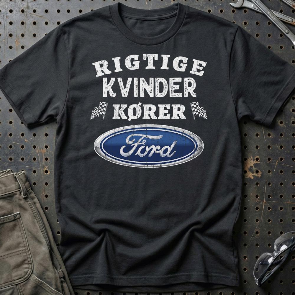 Ford Rigtige Kvinder Kører - Unisex T-Shirt , Bomuld-Beklædning-Ford-Sort-S-Garage Culture Shop- garage - man cave - merchandise