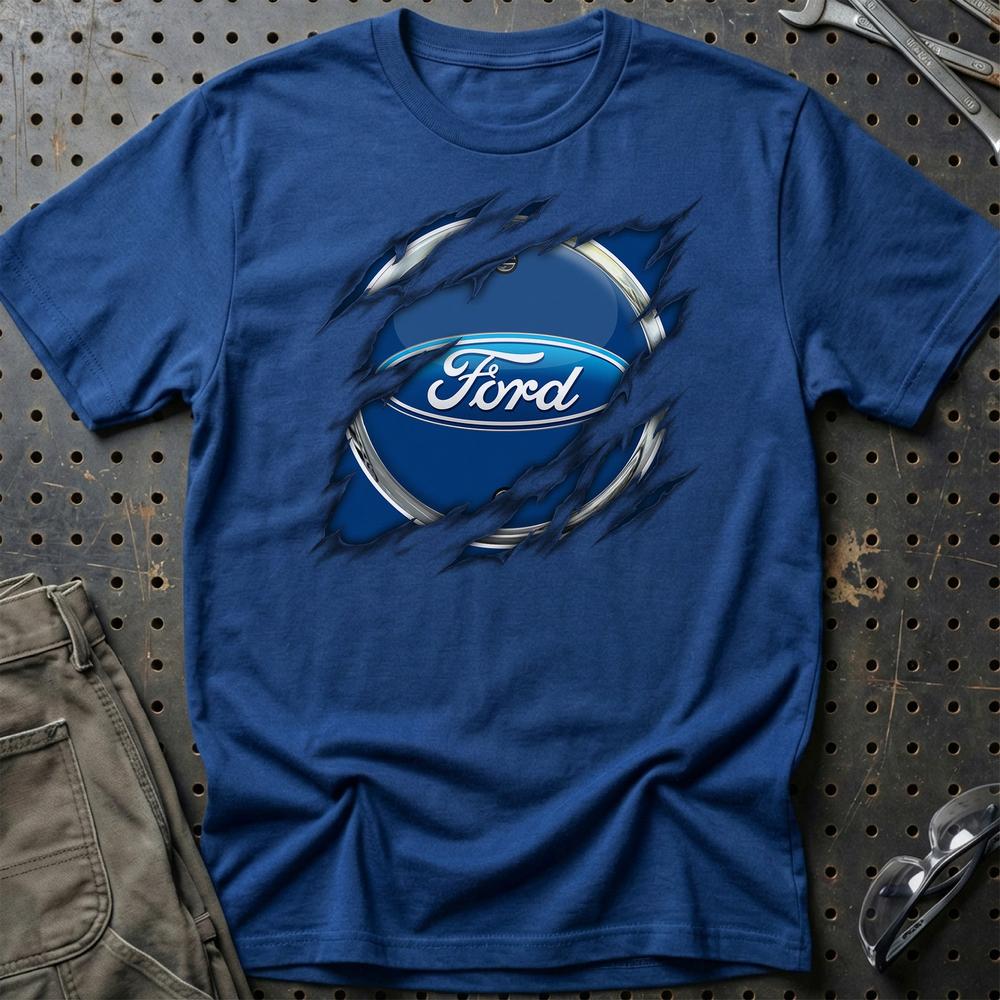 Ford Ripped Unisex T-Shirt , Bomuld-Beklædning-Ford-Blå Royal-S-Garage Culture Shop- garage - man cave - merchandise