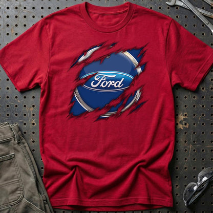 Ford Ripped Unisex T-Shirt , Bomuld-Beklædning-Ford-Rød-S-Garage Culture Shop- garage - man cave - merchandise