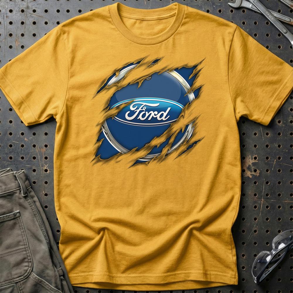 Ford Ripped Unisex T-Shirt , Bomuld-Beklædning-Ford-Guld-S-Garage Culture Shop- garage - man cave - merchandise