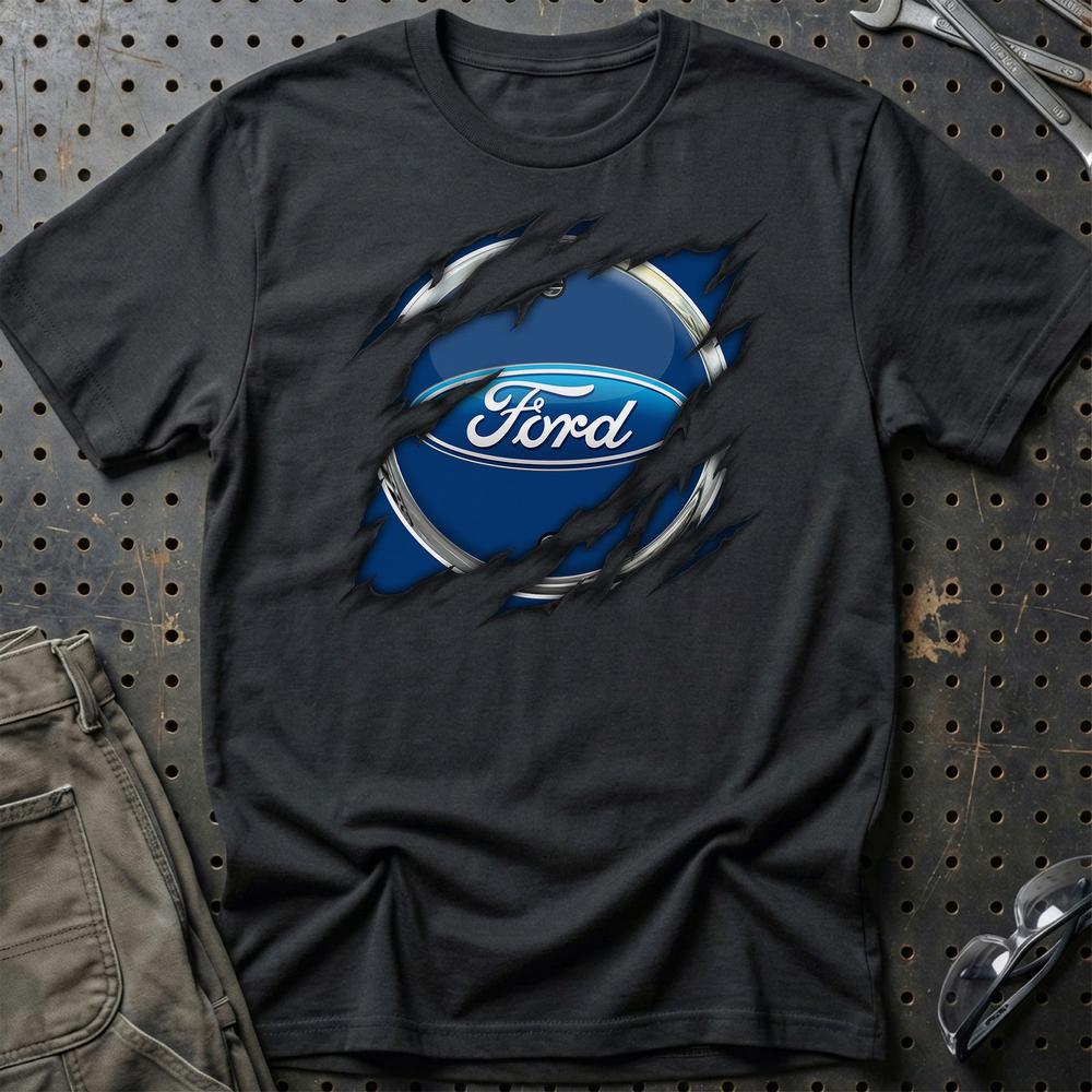 Ford Ripped Unisex T-Shirt , Bomuld-Beklædning-Ford-Sort-S-Garage Culture Shop- garage - man cave - merchandise