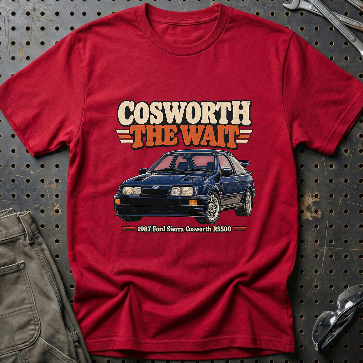 
Ford Sierra Cosworth RS500 1987 – Cosworth the Wait T-Shirt – Rød