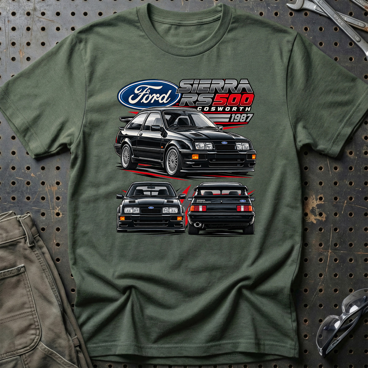 
Ford Sierra Cosworth RS500 1987 T-Shirt – Grøn Militær