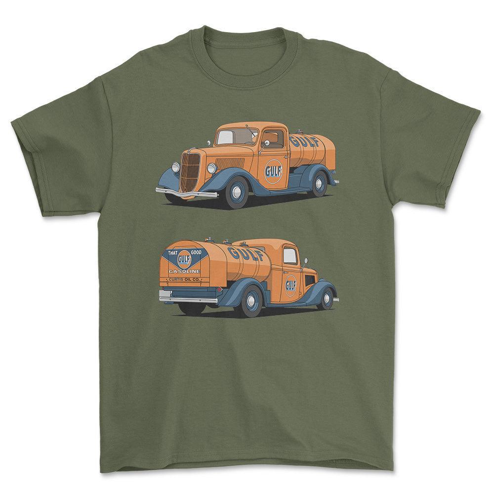 Ford Tanker Truck 1936 - Unisex T-Shirt-Beklædning-Ford-Grøn Militær-S-Forside-Garage Culture Shop- garage - man cave - merchandise