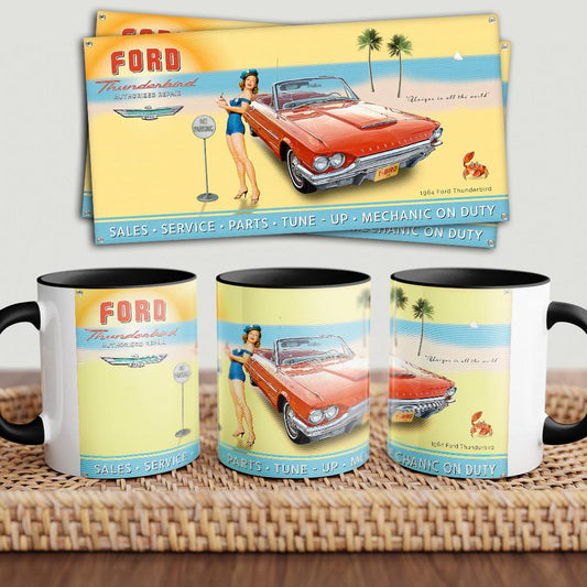 Ford Thynderbird "To Toner" Vintage Keramisk Krus-Krus-Ford-Garage Culture Shop- garage - man cave - merchandise
