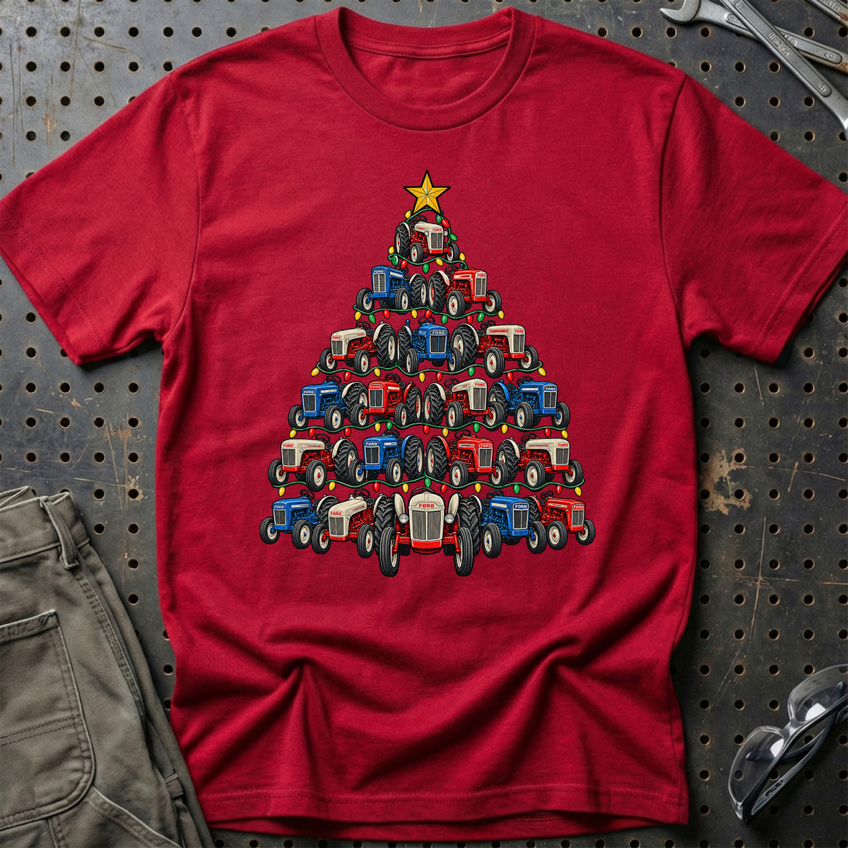 Ford Traktor Juletræ T-Shirt-Beklædning-Ford-Rød-S-Garage Culture Shop- garage - man cave - merchandise