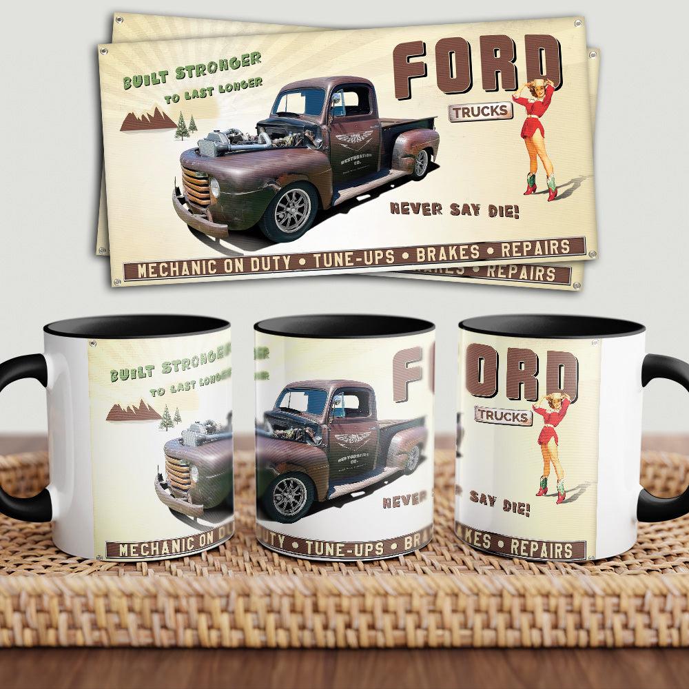 Ford Trucks "To Toner" Vintage Keramisk Krus-Krus-Ford-Garage Culture Shop- garage - man cave - merchandise