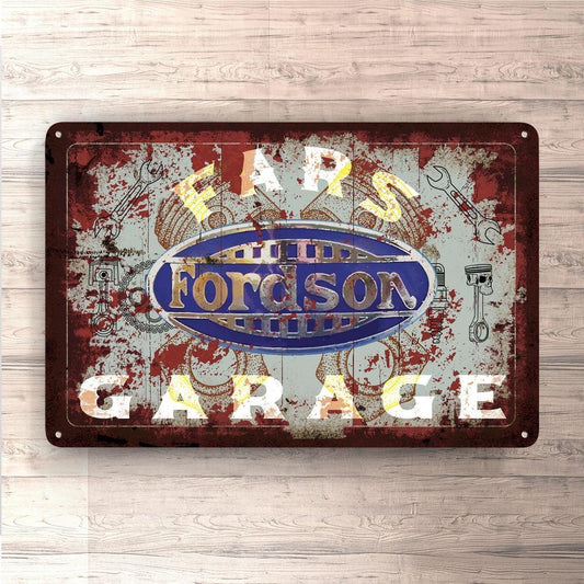 Fordson Fars Garage Vintage Skilte, Musemåtte, Dørmåtte-Skilte-Fordson-Garage Culture Shop- garage - man cave - merchandise
