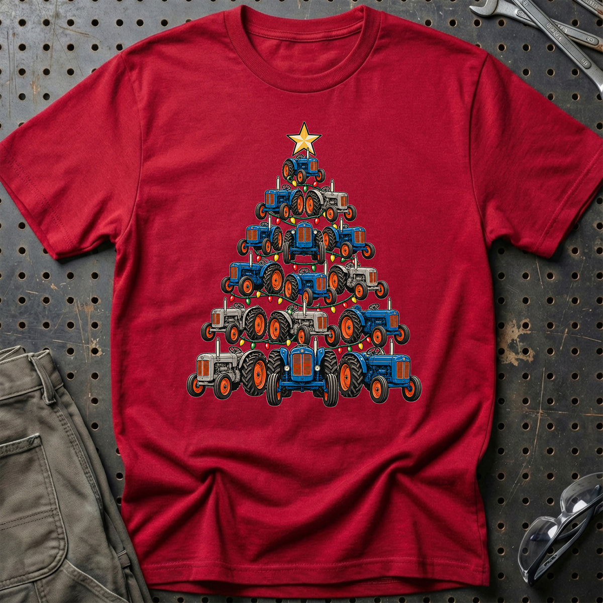 
Fordson Major Juletræ Christmas Tree Unisex T-Shirt – Rød – print foran