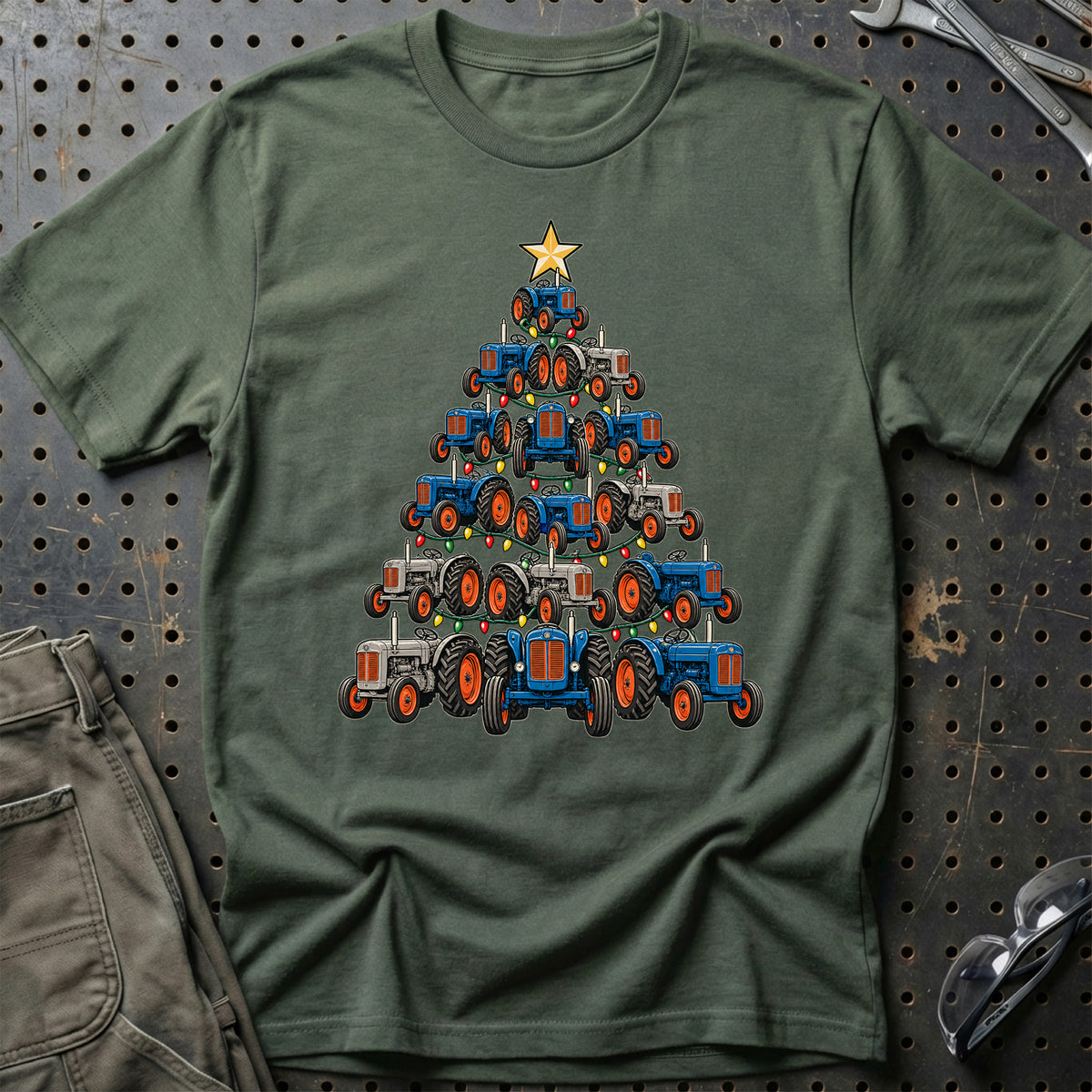 
Fordson Major Juletræ Christmas Tree Unisex T-Shirt – Grøn Militær – print foran