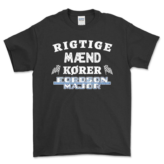 Fordson Major Rigtige Mænd Kører - Unisex T-Shirt , Bomuld-Beklædning-Fordson Major-Sort-S-Forside-Garage Culture Shop- garage - man cave - merchandise
