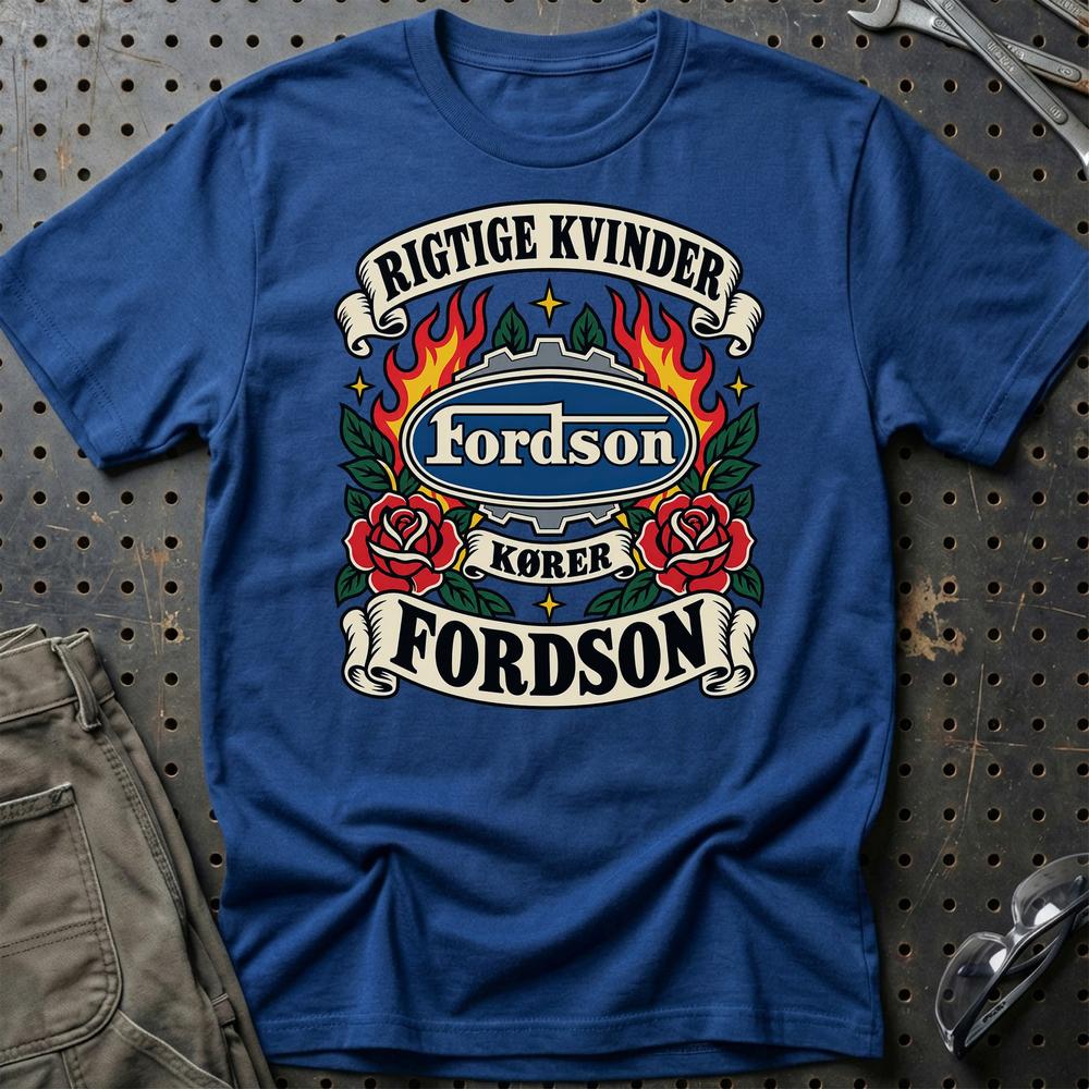 
Produktbillede af Fordson Rigtige Kvinder Kører – Roser og Flammer T-Shirt