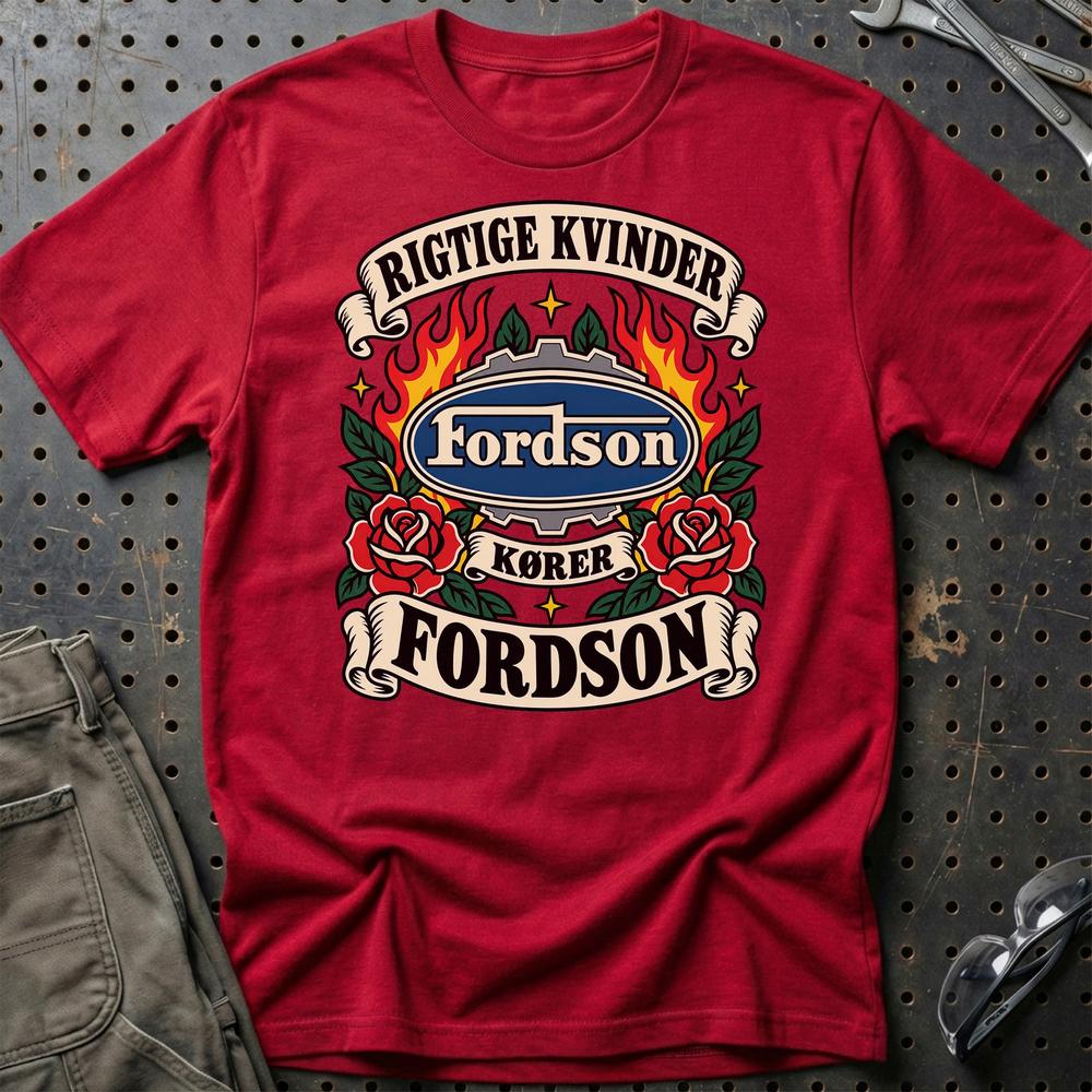 
Produktbillede af Fordson Rigtige Kvinder Kører – Roser og Flammer T-Shirt