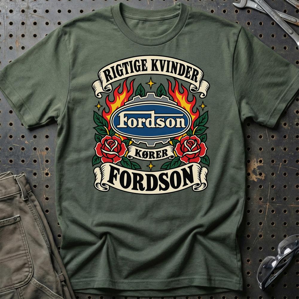 
Produktbillede af Fordson Rigtige Kvinder Kører – Roser og Flammer T-Shirt
