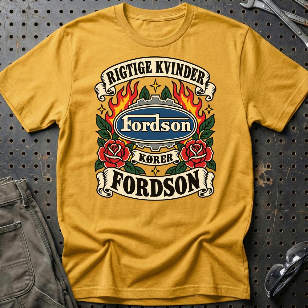 
Produktbillede af Fordson Rigtige Kvinder Kører – Roser og Flammer T-Shirt