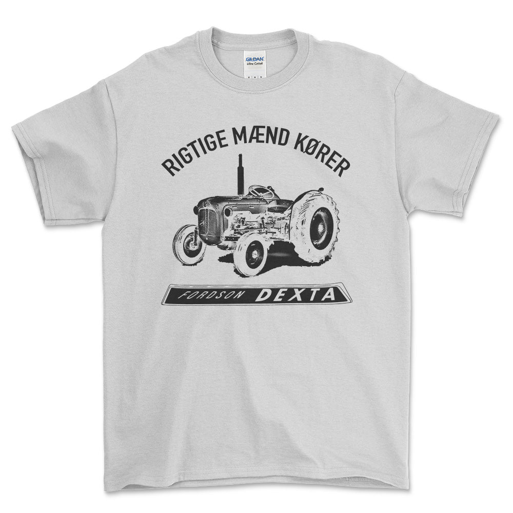 Fordson - Rigtige Mænd Kører Fordson Dexta Unisex T-Shirt , Bomuld-Beklædning-Fordson-Hvid-S-Forside-Garage Culture Shop- garage - man cave - merchandise